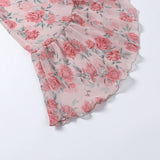 goosudu Fairy Dress Ruffled Breast Wrap Strap Dress Women's Spring Summer Midi Flower Halterneck  Boho Dress Beach Dress Sundress