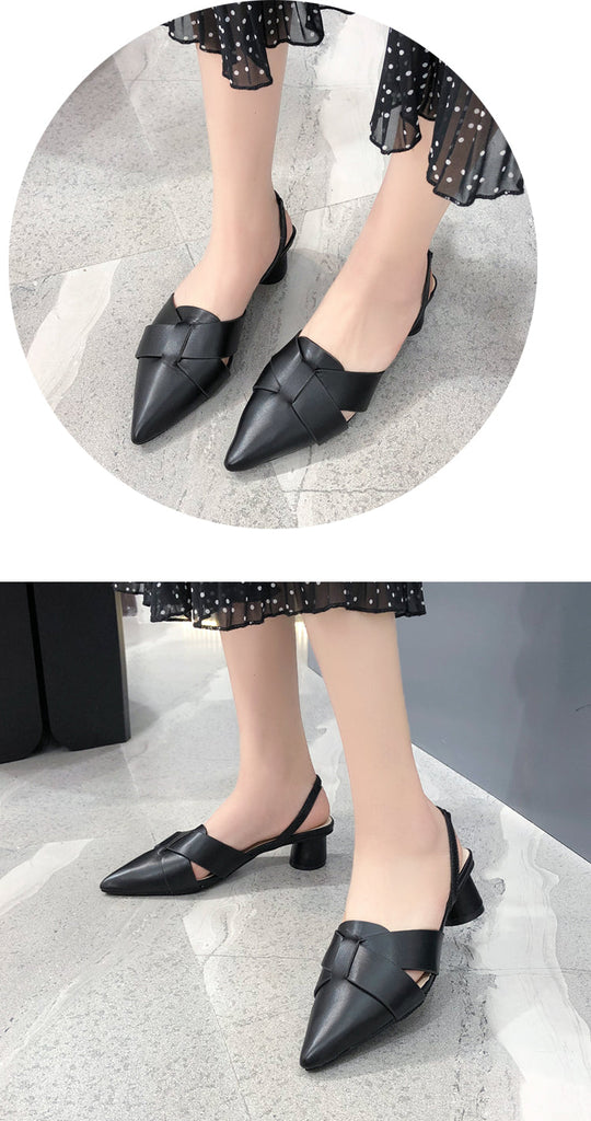 goosudu  Summer Pointed Toe Sandals Women Fashion High Quality Beige Square Heel Shoes Casual Sweet Party Yellow High Heels Plus Size 42