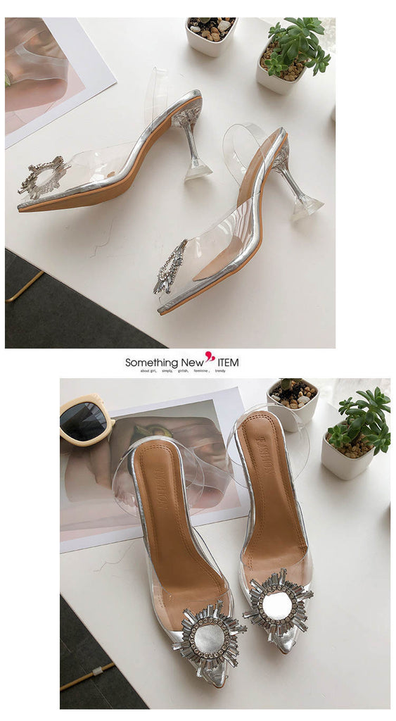 goosudu Luxury Women Pumps Transparent High Heels Sexy Pointed Toe Slip-on Wedding Party Brand Fashion Shoes For Lady Size 34-43