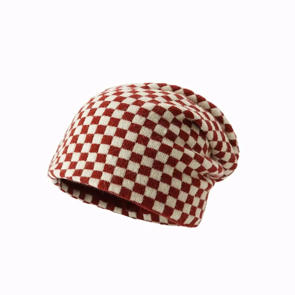 Women Men knitted Hat Hiphop Checkerboard Autumn Winter Korean Fashion Wool Cap Lovers Hat Warm Beanies Lattice Caps For Couple