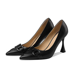 goosudu  Pumps Women Genuine Leather Pointed Toe Emerald Green Stiletto High Heels Spring Bride Shoes Party Wedding Shoes