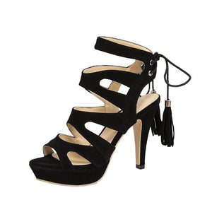 goosudu Women Platform Sandals Fashion 11cm Extra High Heels Peep Toe Flock Pumps Ladies Shoes Big Size 42 Dropshipping