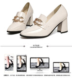 goosudu High heels spring and autumn thick heel heel heel square head small shoes female British buckle OL fashion shoes