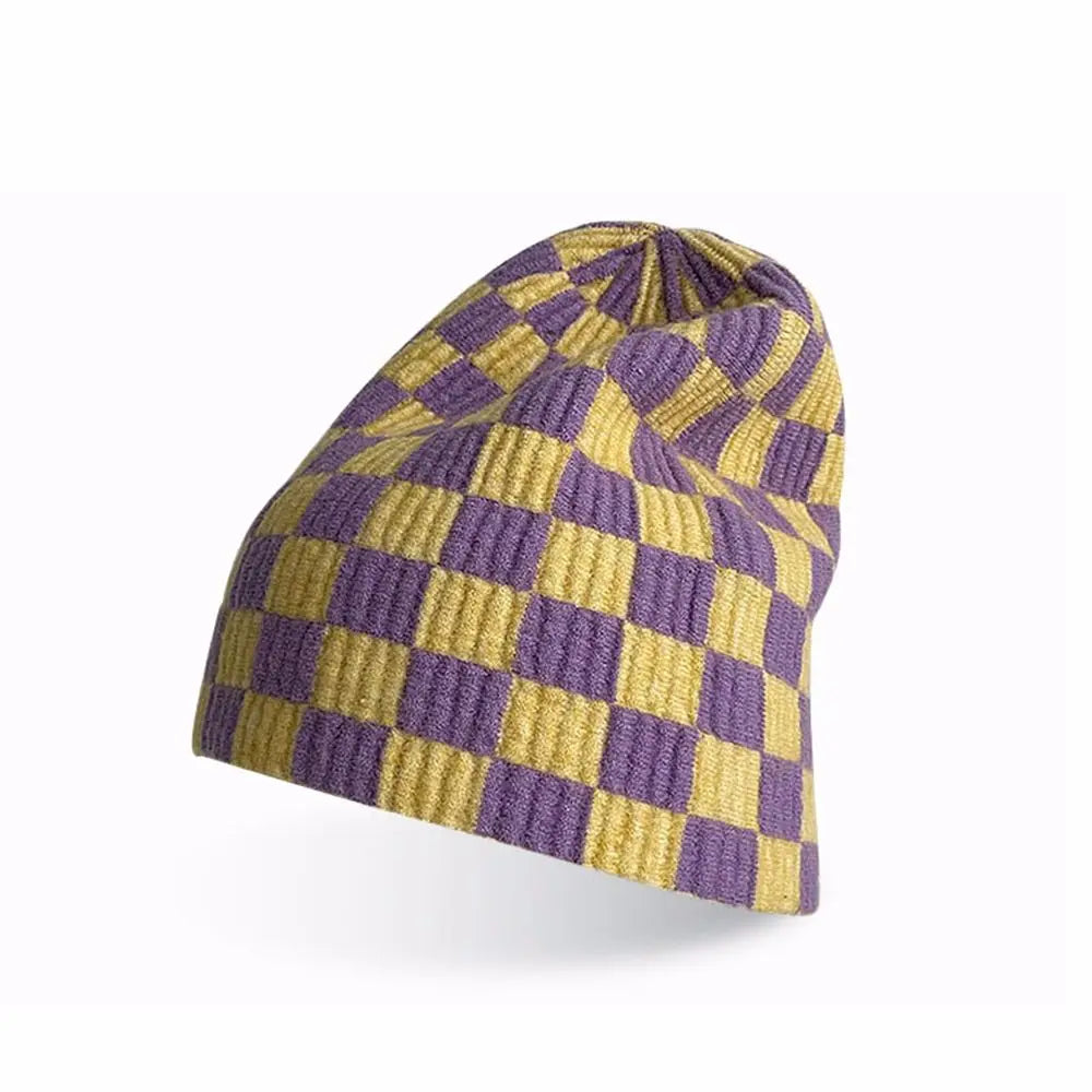 Women Men knitted Hat Hiphop Checkerboard Autumn Winter Korean Fashion Wool Cap Lovers Hat Warm Beanies Lattice Caps For Couple