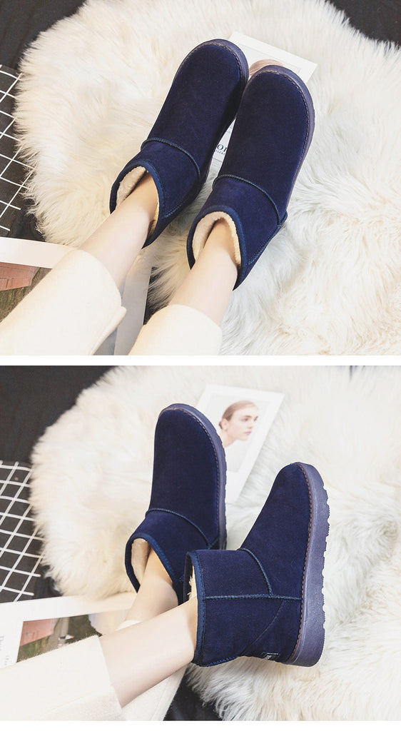 goosudu  Brand Women's Shoes Australian Boots Winter Footwear Round Toe Flat Heel Boots-Women Fashion Snow Low Ladies Ankle Cotton
