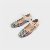 goosudu Mary Jane Shoes New Spring Brand Women Pumps Low-heel Female Ladies Shoes Square Toe Buckle Mixed Color Retro Women Shoes