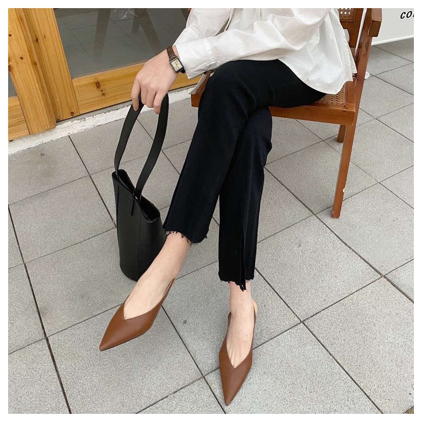 goosudu Spring Slingback Sandals Low Heel Pumps Shoes Women Elegant Kitten Heel Mules Pointed Toe Wedding Party Shoes zapatos mujer