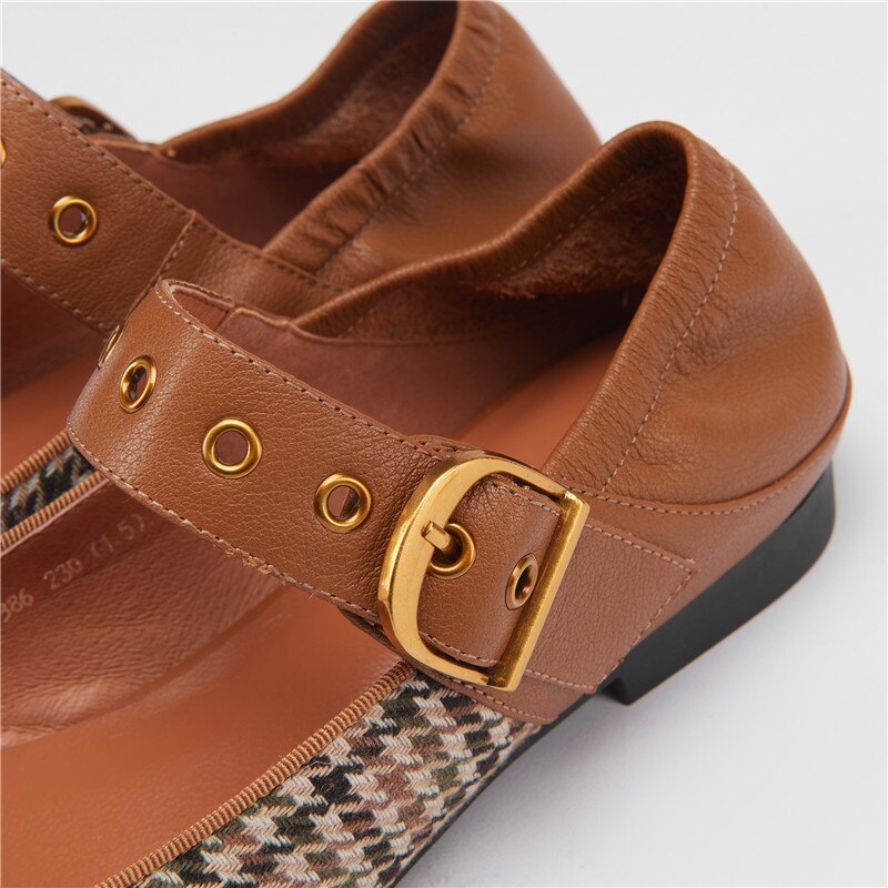 goosudu Mary Jane Shoes New Spring Brand Women Pumps Low-heel Female Ladies Shoes Square Toe Buckle Mixed Color Retro Women Shoes