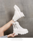 Pofulove Black Boots Winter Shoes Women Ankel Boots Goth Shoes Platform Boots Snow Booties Woman Warm Botas Fall Flat Zapatos