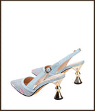goosudu  Women Fashion Color Block Embroidered Pumps Ladies Designer Brand Sandals  Pointed Toe High Heels Shoes