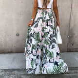 Goosudu Bohemian Women Long Skirt Asymmetrical Beach Style Floral Printed High Waist Ladies Casual Skirt Ins Skirts Faldas Spring