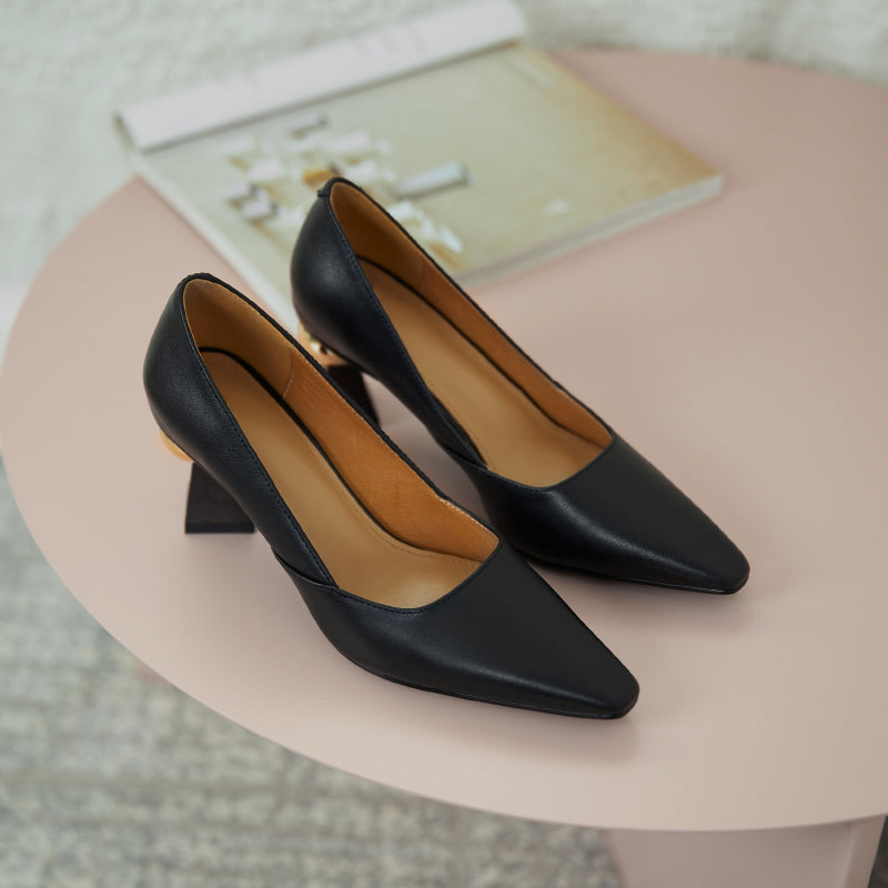 goosudu Vintage Bride Heels Shoes Woman Heels Spring Genuine Leather High Heels Pumps for Women Party Basic Women Shoes Shoes Women