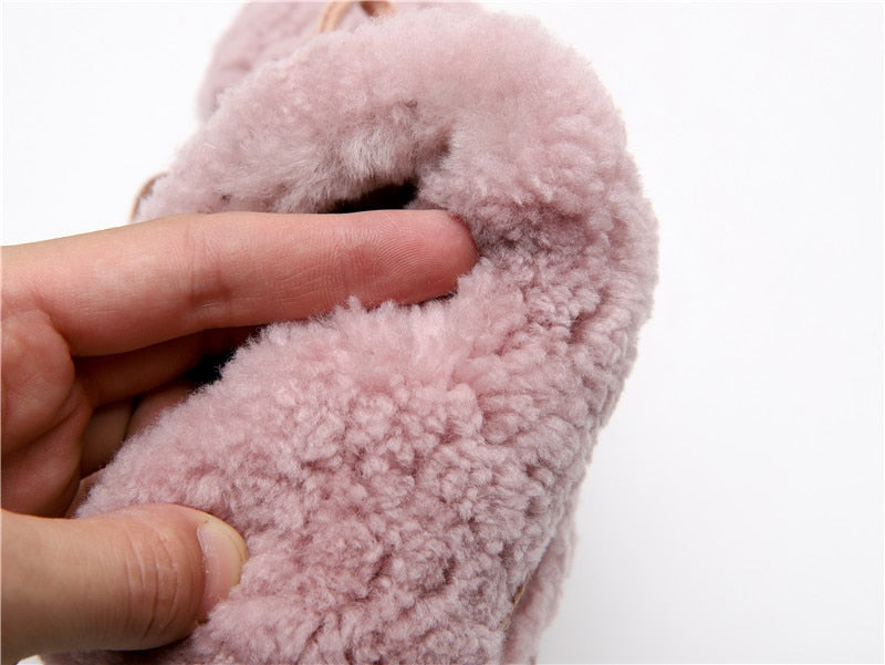 goosudu Sweet Women Wool Cow Suede Ankle Boots Female Big Size Snow Boots Dancing Casual Shoes Woman Newest Flats Platform Boots