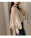 Designer Fashion Long Lantern Sleeve Women Blouses Bowknot Silky Summer Spring France Chic Shirts Blusas