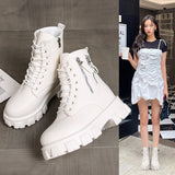 Pofulove Black Boots Winter Shoes Women Ankel Boots Goth Shoes Platform Boots Snow Booties Woman Warm Botas Fall Flat Zapatos