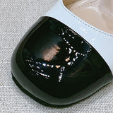 goosudu Luxury Designer Women Thick High Heels Shose Chain Square Toe Pumps Spring Square Toe Shoes Wedding Shoes Mary Jane Sandals