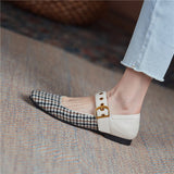 goosudu Mary Jane Shoes New Spring Brand Women Pumps Low-heel Female Ladies Shoes Square Toe Buckle Mixed Color Retro Women Shoes