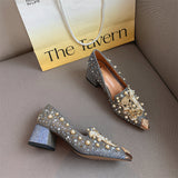 goosudu Pumps Women Shoes High Heels Loafers Slip on Luxury Mules Elegant Designer Shoes Slip on Pointed Toe Fashion Ladies Oxford Style