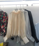 Designer Fashion Long Lantern Sleeve Women Blouses Bowknot Silky Summer Spring France Chic Shirts Blusas