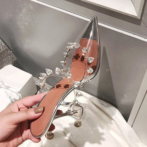 goosudu Star style Rivet Transparent PVC Cup Heeled Women Sandals Fashion Stiletto High heels Summmer Shoes Female Pumps Sandals