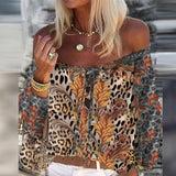 goosudu Elegant Lace-Up Tassel Chic Blouses Shirts  Summer Vintage Floral Print Boho Tops Women Sexy Off Shoulder Flare Sleeve Blusa