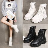 Pofulove Black Boots Winter Shoes Women Ankel Boots Goth Shoes Platform Boots Snow Booties Woman Warm Botas Fall Flat Zapatos