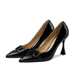 goosudu  Pumps Women Genuine Leather Pointed Toe Emerald Green Stiletto High Heels Spring Bride Shoes Party Wedding Shoes