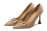 goosudu  Pumps Women Genuine Leather Pointed Toe Emerald Green Stiletto High Heels Spring Bride Shoes Party Wedding Shoes