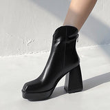 goosudu Fashion Female Super High Heels Long Boots PU Leather Zipper Shoes New Autumn Women Pumps Ladies Knee High Motorcycle Boots