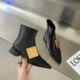 goosudu New Brand Double Color Zipper Ankle Boots Women Shoe  Pointed Toe Fashion Short Boots Concise Winter Ladies Footwear