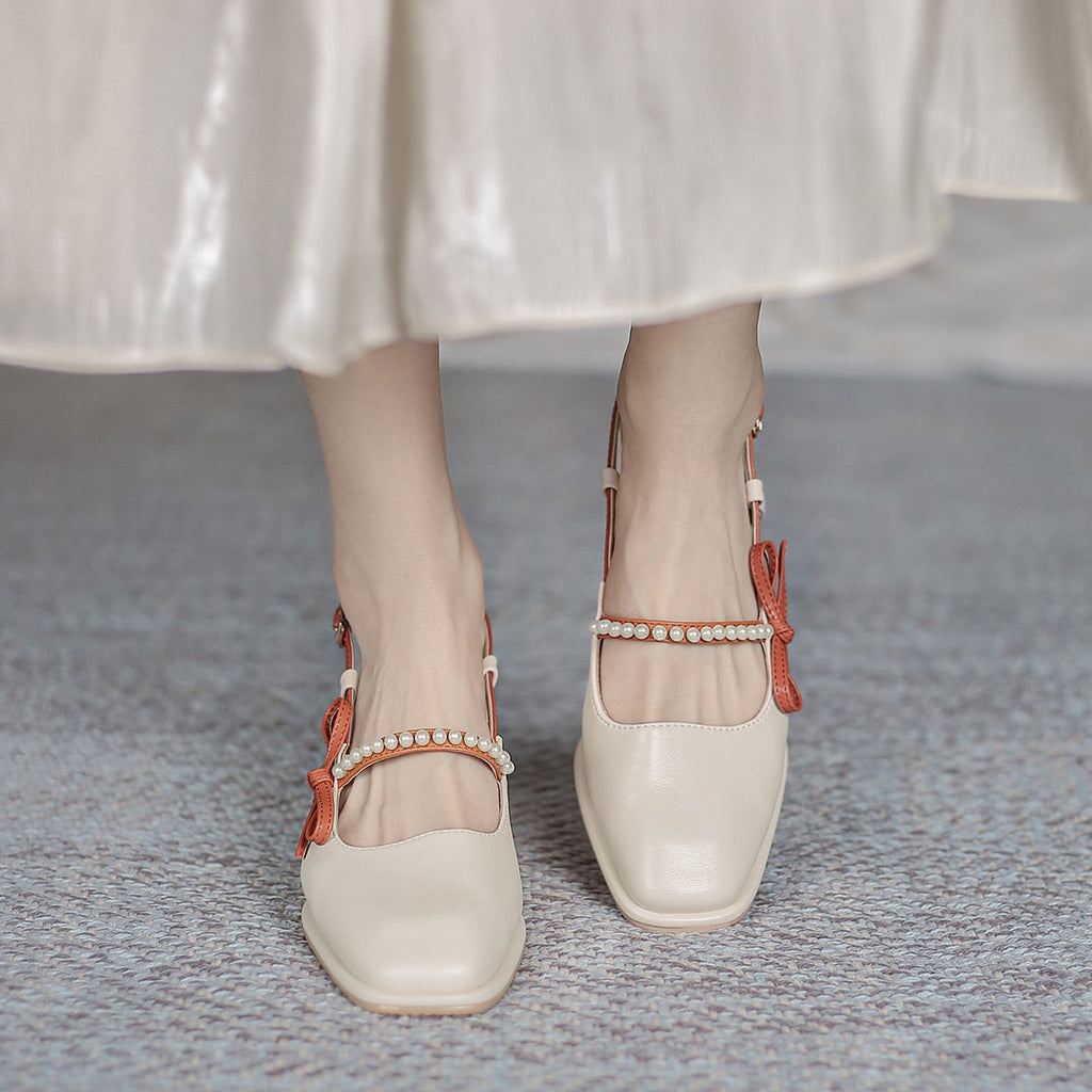 goosudu Summer Chic High Heel Sexy Ladies Sandals Side Knot Faux Pearl Fashion Women Pumps Open Back Heel Female Shoes