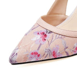 goosudu  Women Fashion Color Block Embroidered Pumps Ladies Designer Brand Sandals  Pointed Toe High Heels Shoes