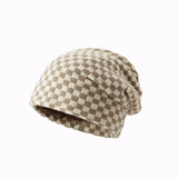 Women Men knitted Hat Hiphop Checkerboard Autumn Winter Korean Fashion Wool Cap Lovers Hat Warm Beanies Lattice Caps For Couple