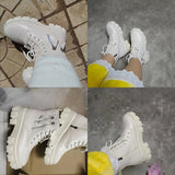 Pofulove Black Boots Winter Shoes Women Ankel Boots Goth Shoes Platform Boots Snow Booties Woman Warm Botas Fall Flat Zapatos