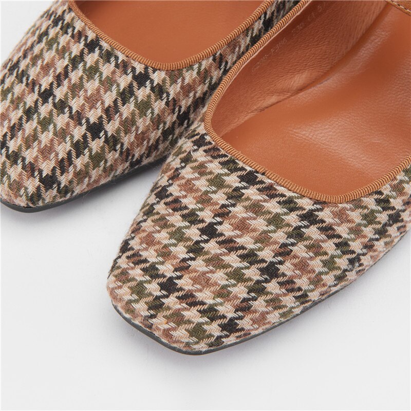 goosudu Mary Jane Shoes New Spring Brand Women Pumps Low-heel Female Ladies Shoes Square Toe Buckle Mixed Color Retro Women Shoes