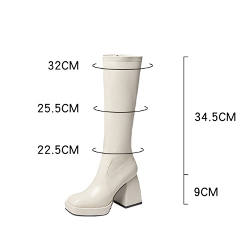 goosudu Fashion Female Super High Heels Long Boots PU Leather Zipper Shoes New Autumn Women Pumps Ladies Knee High Motorcycle Boots