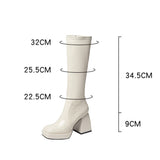goosudu Fashion Female Super High Heels Long Boots PU Leather Zipper Shoes New Autumn Women Pumps Ladies Knee High Motorcycle Boots