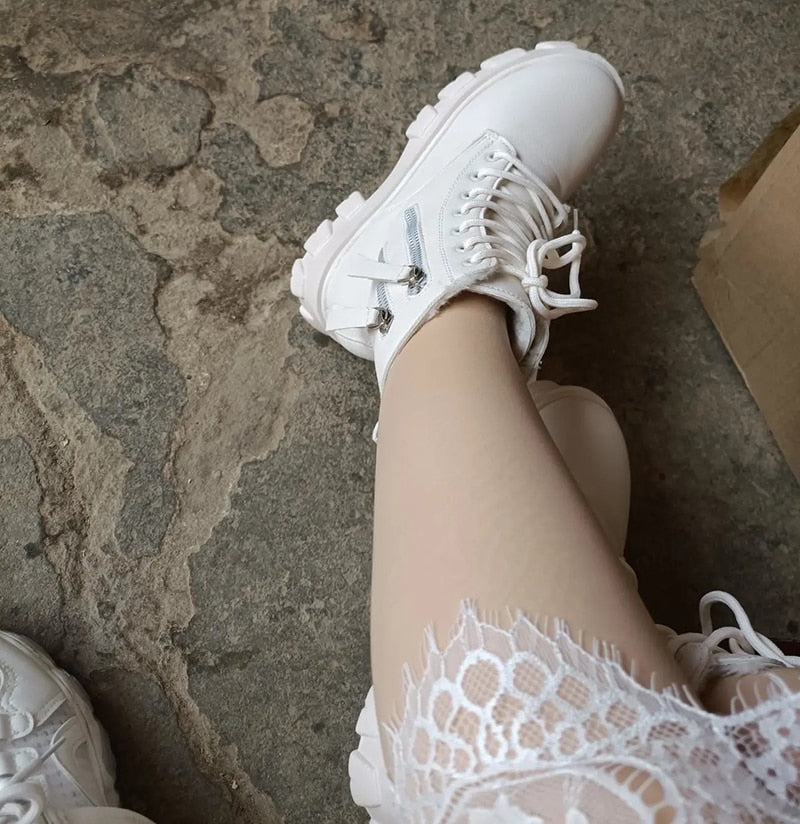 Pofulove Black Boots Winter Shoes Women Ankel Boots Goth Shoes Platform Boots Snow Booties Woman Warm Botas Fall Flat Zapatos