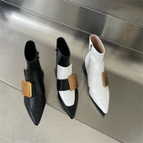 goosudu New Brand Double Color Zipper Ankle Boots Women Shoe  Pointed Toe Fashion Short Boots Concise Winter Ladies Footwear