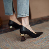 goosudu Vintage Bride Heels Shoes Woman Heels Spring Genuine Leather High Heels Pumps for Women Party Basic Women Shoes Shoes Women