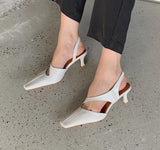 goosudu Women Sandals Fashion Hollow Elegant High Heels Square Toe Mule Shoes Slip On Shallow Comfort Commute Casual Ladies Shoes  Pumps