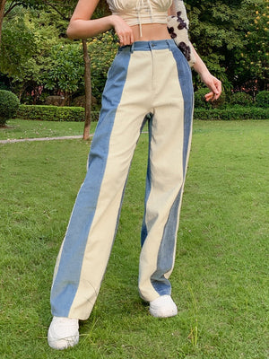 goosudu  Patchwork Casual Corduroy High Waist Pants 2000s Aesthetic Autumn Warm Long Trousers Skinny Streetwear Sweatpants 90s