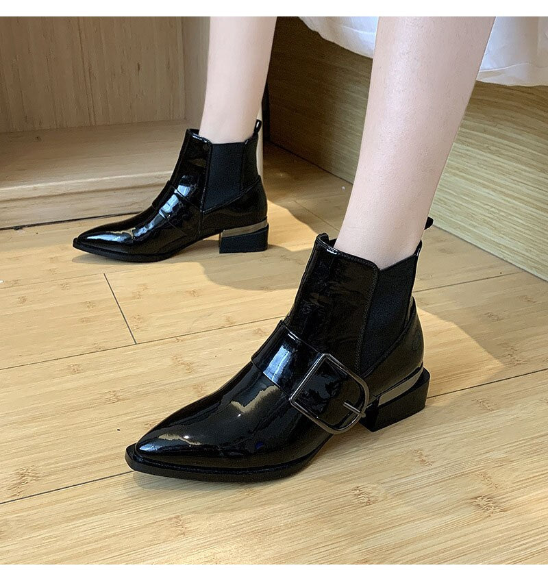 goosudu Fashion Ladies High Heels Boots Women Autumn Early WInter Shoes Elegant Ladies Ankle Boots Black Heels 4cm A2937