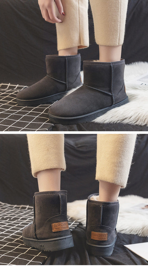 goosudu  Brand Women's Shoes Australian Boots Winter Footwear Round Toe Flat Heel Boots-Women Fashion Snow Low Ladies Ankle Cotton