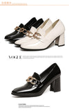 goosudu High heels spring and autumn thick heel heel heel square head small shoes female British buckle OL fashion shoes