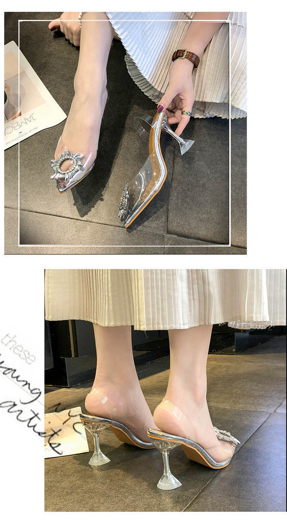 goosudu Luxury Women Pumps Transparent High Heels Sexy Pointed Toe Slip-on Wedding Party Brand Fashion Shoes For Lady Size 34-43