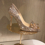 goosudu  Newest  Cinderella Shoes Rhinestone High Heels Women Pumps Pointed toe Woman Crystal Party Wedding Shoes 5cm/7cm/9cm