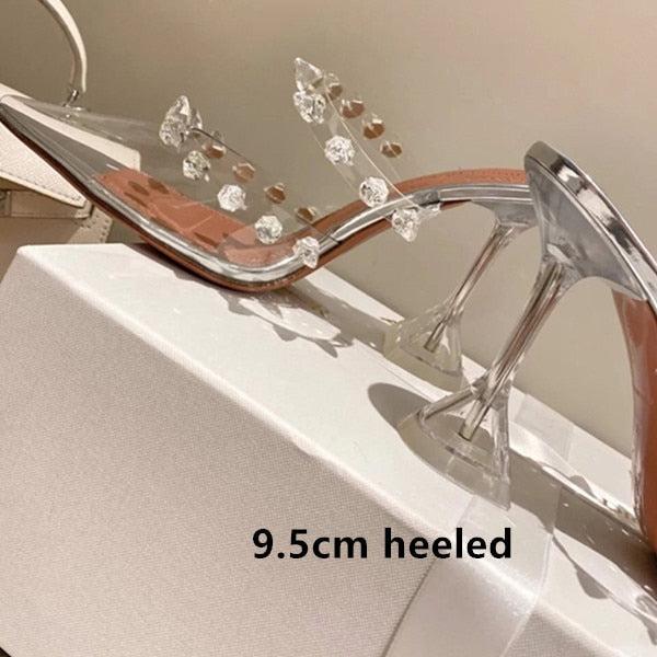 goosudu Star style Rivet Transparent PVC Cup Heeled Women Sandals Fashion Stiletto High heels Summmer Shoes Female Pumps Sandals