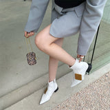 goosudu New Brand Double Color Zipper Ankle Boots Women Shoe  Pointed Toe Fashion Short Boots Concise Winter Ladies Footwear