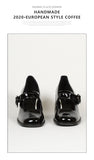 goosudu Woman‘s New Mary Janes Shoes Genuine Leather Shallow Square heel Pumps Buckle Strap Round Toe Lady Footwear